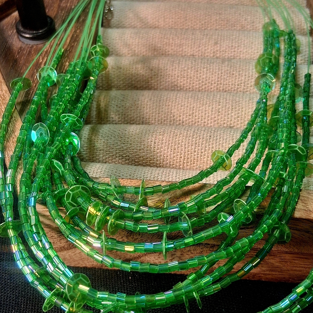 Green Multi-Strand Beaded Necklace - Women Jewelry Necklaces